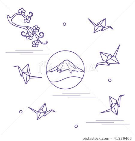 Branch of cherry blossoms, mount Fuji and origami Branch of cherry blossoms, mount Fuji and origami 41529463