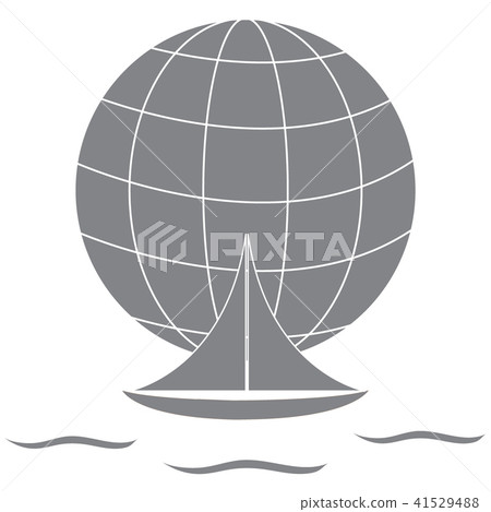 Stylized icon of a colored yacht, sailing over the 41529488