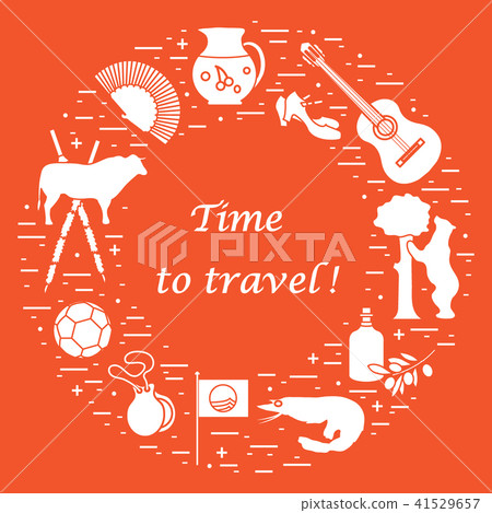 various symbols of Spain arranged in a circle various symbols of Spain arranged in a circle 41529657