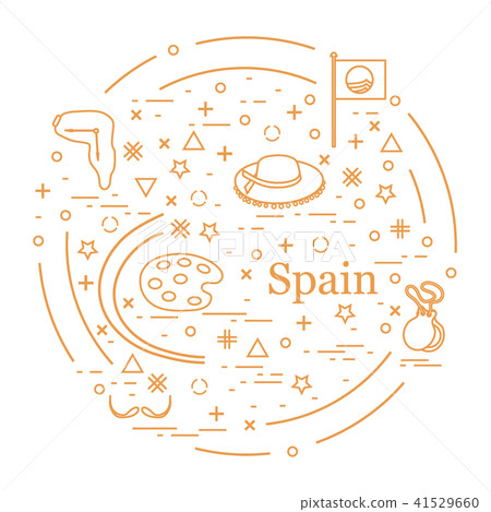 various symbols of Spain arranged in a circle various symbols of Spain arranged in a circle 41529660