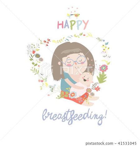 Beautiful mother breastfeeding her baby child holding him in her caring hands 41531045