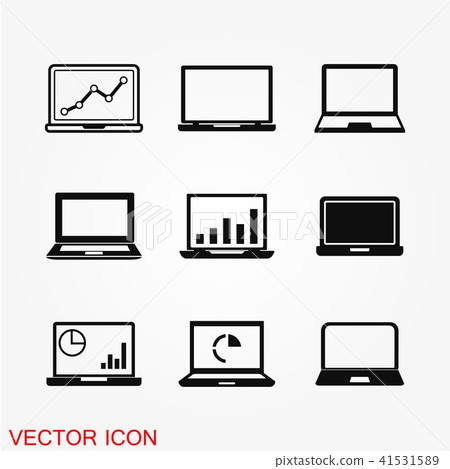 Laptop Icon in trendy flat style isolated on... - Stock Illustration ...