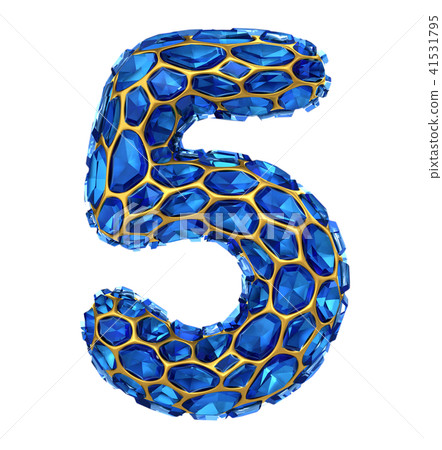 Number 5 five made of blue diamond isolated on... - Stock Illustration ...