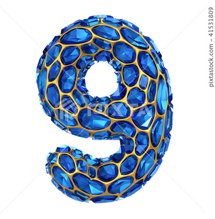 Number 9 nine made of blue diamond isolated on... - Stock Illustration ...