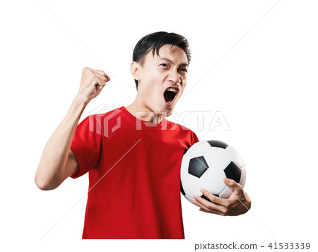 Asian Thai people soccer fan football in red shirt Asian Thai people soccer fan football in red shirt 41533339