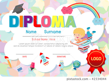 certificates kindergarten and elementary diploma stock