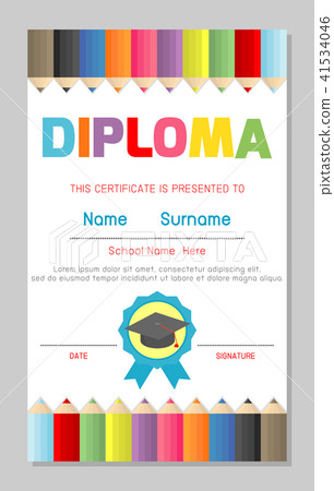 certificates kindergarten and elementary diploma stock