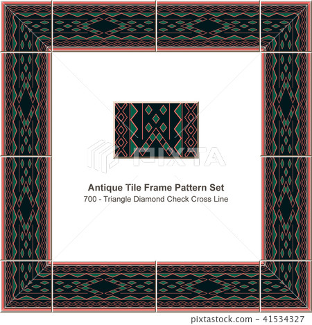 Antique tile frame retro seamless pattern set Antique tile frame retro seamless pattern set 41534327