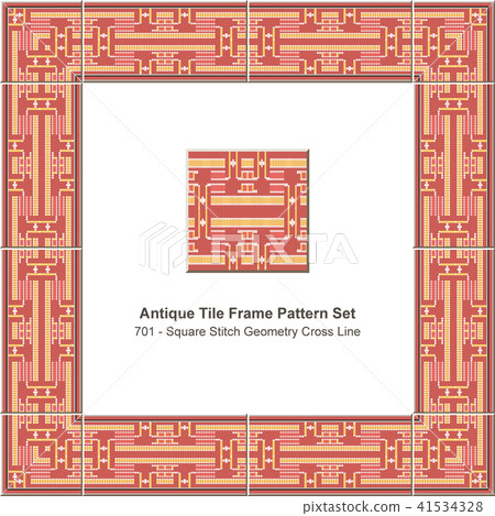 Antique tile frame retro seamless pattern set Antique tile frame retro seamless pattern set 41534328