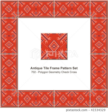 Antique tile frame retro seamless pattern set Antique tile frame retro seamless pattern set 41534329