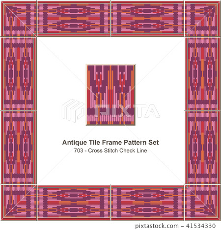 Antique tile frame retro seamless pattern set 41534330