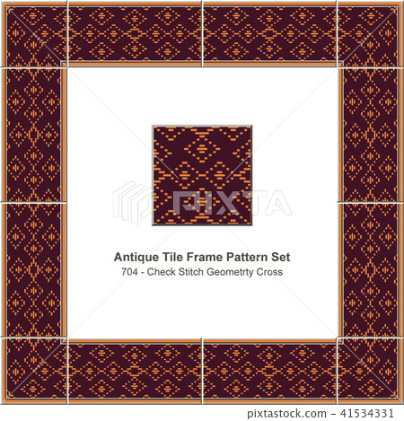Antique tile frame retro seamless pattern set Antique tile frame retro seamless pattern set 41534331