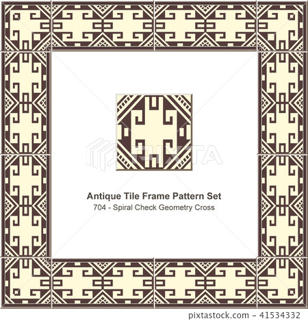 Antique tile frame retro seamless pattern set Antique tile frame retro seamless pattern set 41534332
