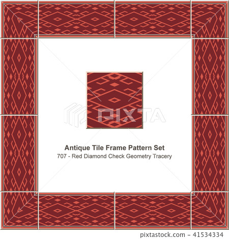 Antique tile frame retro seamless pattern set Antique tile frame retro seamless pattern set 41534334