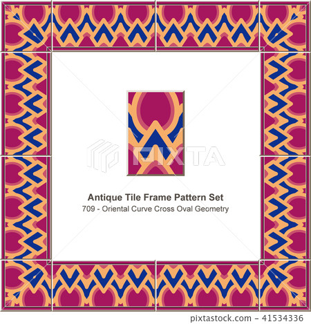 Antique tile frame retro seamless pattern set Antique tile frame retro seamless pattern set 41534336