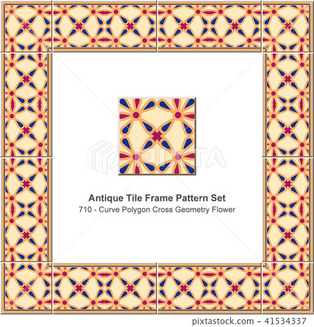 Antique tile frame retro seamless pattern set Antique tile frame retro seamless pattern set 41534337