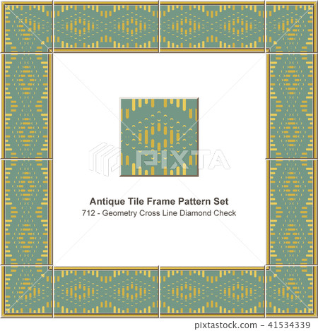 Antique tile frame retro seamless pattern set Antique tile frame retro seamless pattern set 41534339