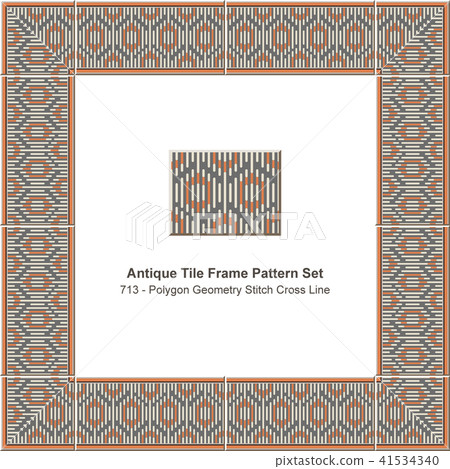 Antique tile frame retro seamless pattern set Antique tile frame retro seamless pattern set 41534340