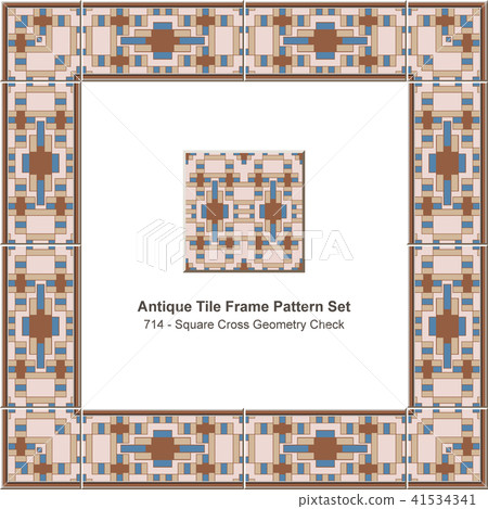 Antique tile frame retro seamless pattern set Antique tile frame retro seamless pattern set 41534341