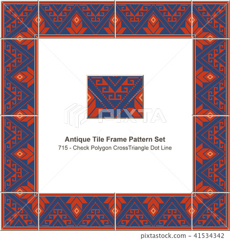 Antique tile frame retro seamless pattern set Antique tile frame retro seamless pattern set 41534342