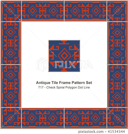 Antique tile frame retro seamless pattern set Antique tile frame retro seamless pattern set 41534344