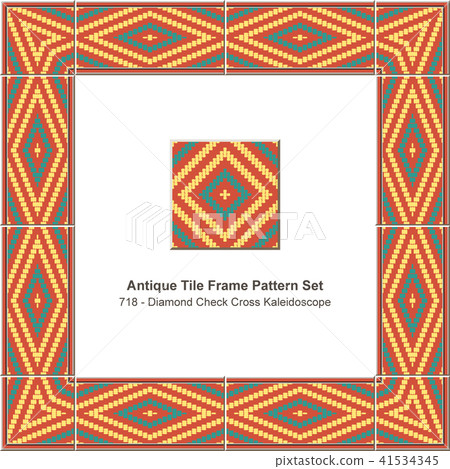 Antique tile frame retro seamless pattern set Antique tile frame retro seamless pattern set 41534345