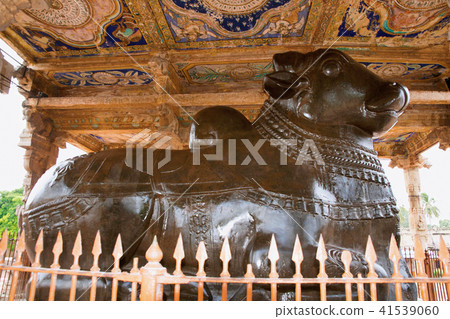 Huge monolithic Nandi, Brihadisvara Temple, Tanjore, Tamil Nadu. View from East. Huge monolithic Nandi, Brihadisvara Temple, Tanjore, Tamil Nadu. View from East. 41539060