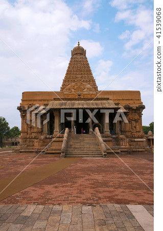 Flight of steps leading to pillared mandapa, Brihadisvara Temple, Tanjore, Tamil Nadu. View from Flight of steps leading to pillared mandapa, Brihadisvara Temple, Tanjore, Tamil Nadu. View from 41539068
