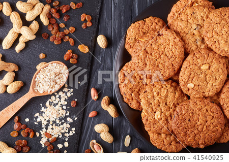close-up of delicious Oatmeal raisin cookies close-up of delicious Oatmeal raisin cookies 41540925