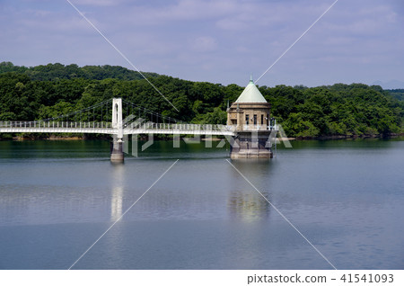 Sayama lake intake tower of fresh green 41541093