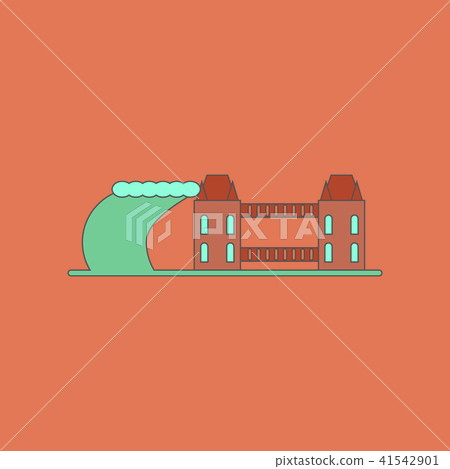 flat icon stylish background tsunami city