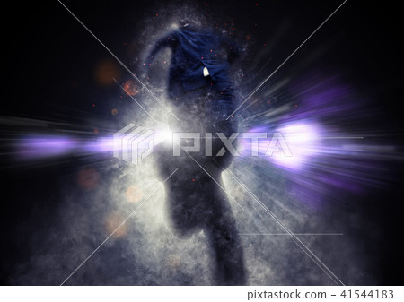 A businessman aiming at the direction of light shining 41544183