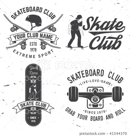 Skateboard club badge. Vector illustration. 41544370