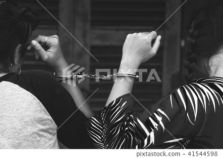 Couple Friend of Women under Arrest, B&W Couple Friend of Women under Arrest, B&W 41544598