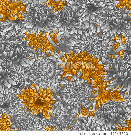 Seamless pattern with chrysanthemums - Stock Illustration [41545890 ...