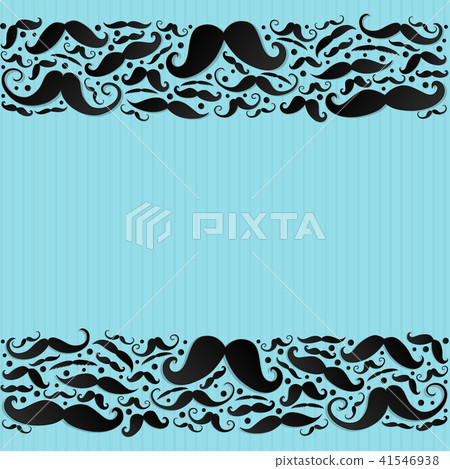 Blue background with set of mustaches. Vector. Blue background with set of mustaches. Vector. 41546938