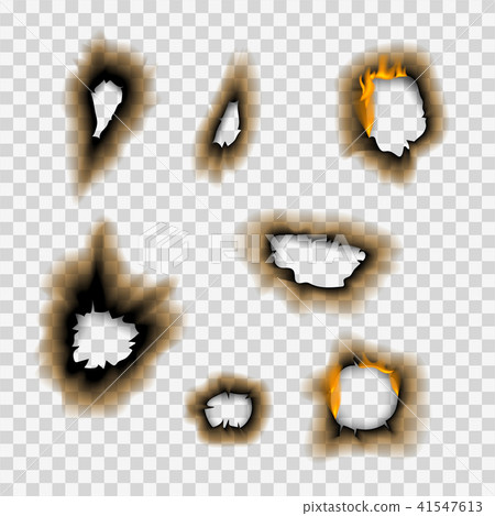 Burnt piece burned faded paper hole realistic fire flame isolated page sheet torn ash vector 41547613