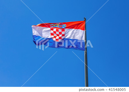 Flag of Croatia waving in the wind against the sky Flag of Croatia waving in the wind against the sky 41548005