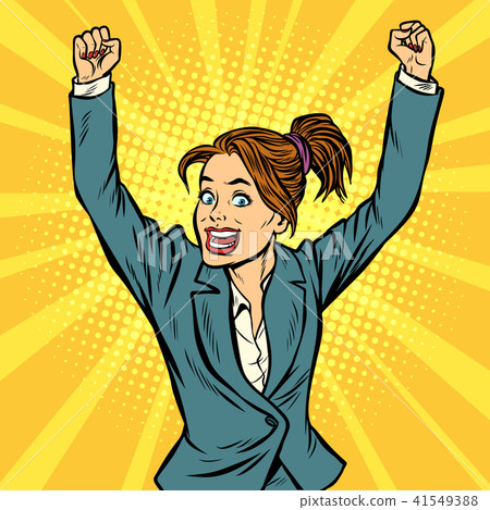 joyful woman winning hand gesture up - Stock Illustration [41549388 ...