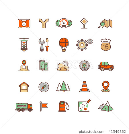 Location and travelling flat vector icons 41549862