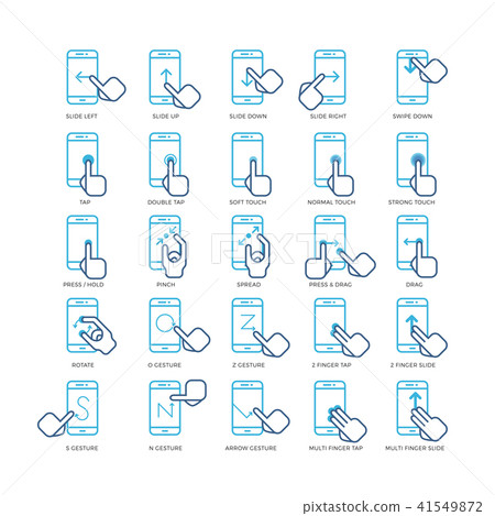 Touch screen hand gestures for smartphones outline icons set Touch screen hand gestures for smartphones outline icons set 41549872