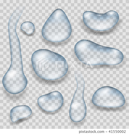 Realistic vector transparent water drops on checkered background Realistic vector transparent water drops on checkered background 41550002