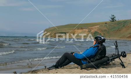 Fat bike also called fatbike or fat-tire bike in summer driving on the beach. Fat bike also called fatbike or fat-tire bike in summer driving on the beach. 41550456