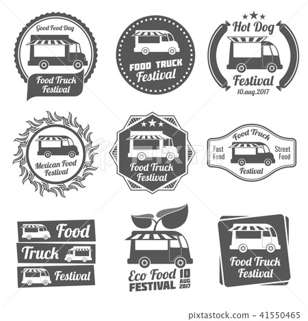 Food truck festival vintage emblems and logos vector set 41550465