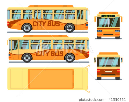 Urban, city bus in different view positions. Vector illustration 41550531
