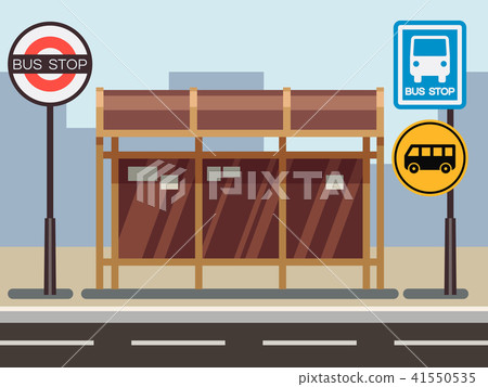 Bus stop with urban cityscape - Stock Illustration [41550535] - PIXTA