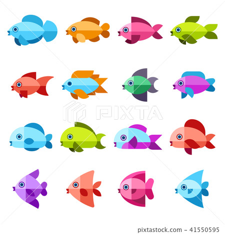 Fish vector flat icons set 41550595
