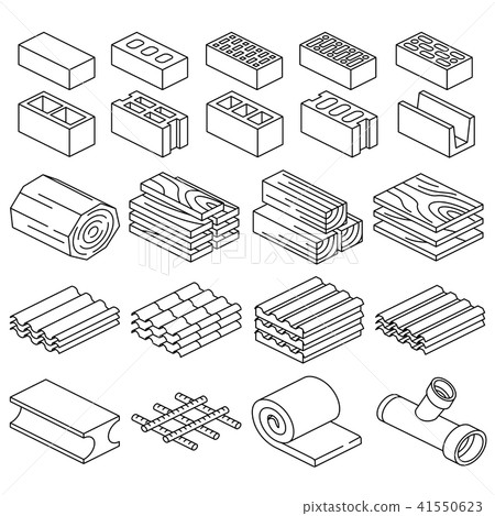 Building construction materials. 3D isometric icons 41550623