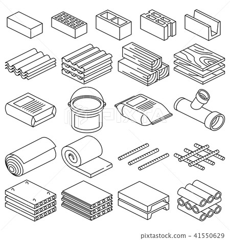 Building and construction materials vector linear icons 41550629