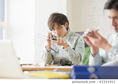 Portrait Male 20's 30's Japanese 2 salaried worker technician job precision instrument 41551451